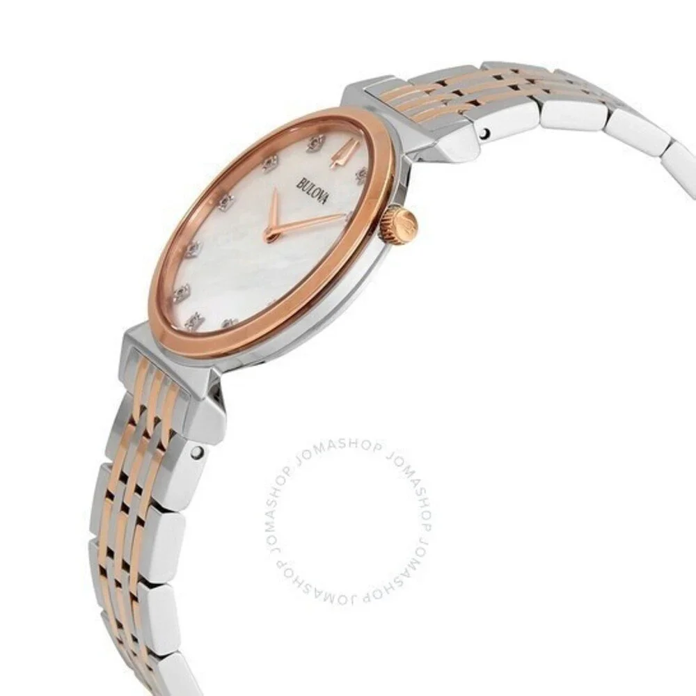 BULOVA 98P192 REGATTA MOP DIAMOND DIAL TWO TONE STAINLESS STEEL WOMENS WATCH